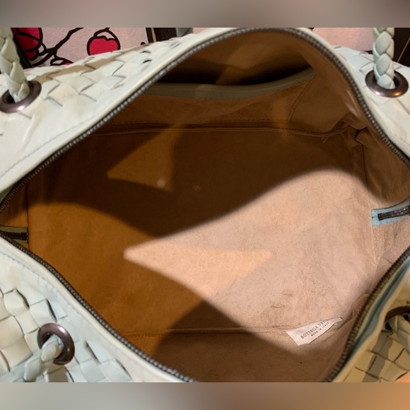 EUC! Bottega Veneta intrecciato handle bag.Lamb skin,soft blue,Dual handles🫶 - Picture 7 of 12